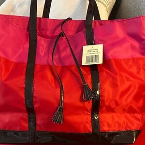 Lord & Taylor Red and Pink Tote Bag